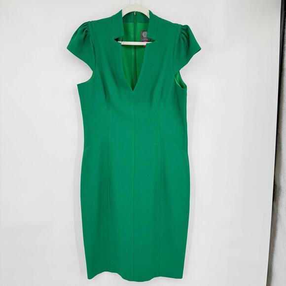 Women's Vince Camuto Notch-Neck Scuba Emerald Green Dress 12